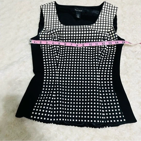 WHBM Graphic Black White Peplum Tank Skirt Suit Set size 0 - Picture 5 of 10